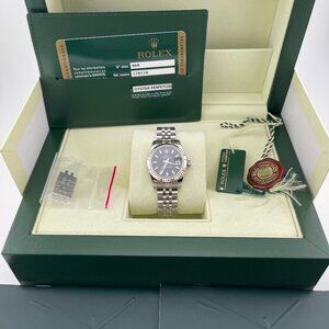 FULL SET Rolex Lady Datejust 179174, black dial 26mm fluted jubilee (Excellent)